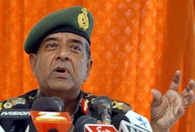 The Chief of the Army Staff, Gen N.C. Vij, speaks at a Press conference