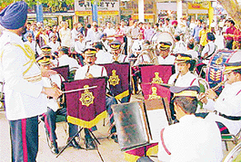 The Chandigarh police band performs at Sector 17, Chandigarh, on Saturday.