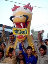 Slum children take part in a Pulse Polio campaign rally in Bhopal 