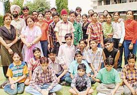 Students of Police DAV Public School, Ambala City, during their visit at the Tribune office in Chandigarh