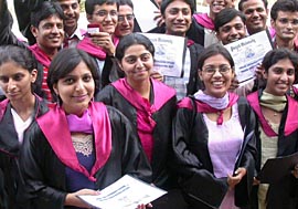 Jubilant students of Punjab Engineering College at the 33rd annual convocation after receiving their degrees in Sector-12, Chandigarh 