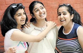 Class XII students of St. Thomas School rejoicing in the Capital on Wednesday.