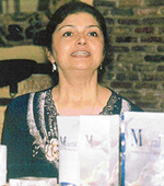 Ms Monica Solanki addresses a press conference in Ludhiana 