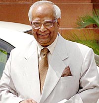 Newly appointed National Security Adviser J.N. Dixit arrives at South Block to take charge at his office in New Delhi on Thursday