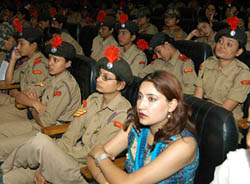 NCC cadets attend a function during the National Integration Camp