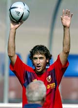 Spain's Raul Gonzalez during the Spanish squad training session in the new station Las Rozas, near Madrid
