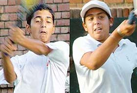 Kinshuk Sharma (left) and Neha Singh, winners of men�s and women�s titles, respectively, of the Chandigarh State, Lawn Tennis Championship