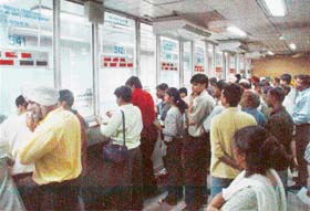 Heavy rush at rail reservation counters at the Sector 17 bus stand in Chandigarh