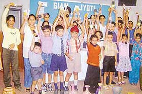 Children at a summer camp organised at Gian Jyoti Public School in Mohali
