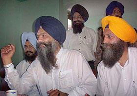 Former MP Prem Singh Chandumajra at a press conference in Patiala