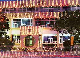 Government offices in Panchkula illuminated on Friday to celebrate the verdict of the Supreme Court, directing the Central Government to complete the construction of the SYL Canal in Punjab.