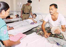 BSF jawans at the Mohali Civil Hospital