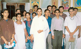 B.K. Poonam along with students of a personality develpment course organised at Brahma Kumari Ishwariya Vishwa Vidyalaya in Chandigarh on Monday.