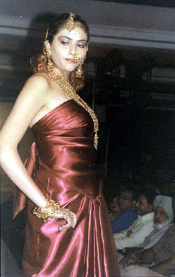 A model walks on the ramp during a show organised by Yugam Creations and Diamond Card