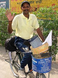 D. Muniappam during his cycling mission in Bathinda on Tuesday.