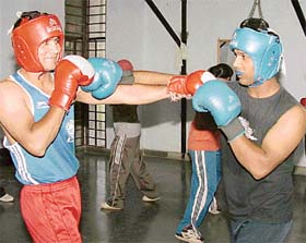 Pugilists at the Sector 42 indoor sports complex during a summer sports camp organised by the UT Sports Department