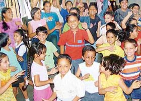 Children take part in a dance workshop organised at Chandigarh Press Club in Sector 27, Chandigarh