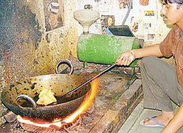 A diesel-run cooking stove being used in Chandigarh on Friday as the strike by LPG distributors continued for the third day.