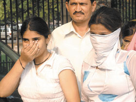 The call girls who were arrested by the Delhi Police Crime Branch in the Capital on Friday. 