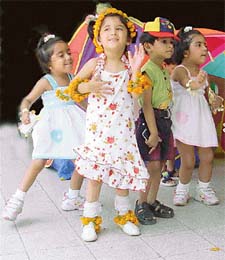 Children enjoy Hawaiian party at Hollyhock Nursery School, Rani Jhansi Road, Civil Lines