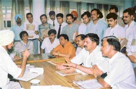 A Lok Adalat in progress at Ludhiana on Saturday