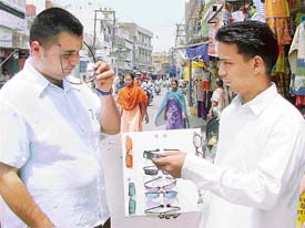 �Try my imported sunglasses, Sir.