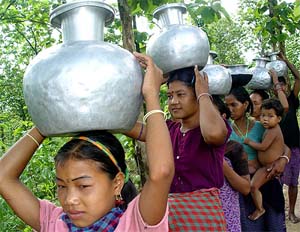 Tripura tribeswomen, displaced from their homes due to militancy