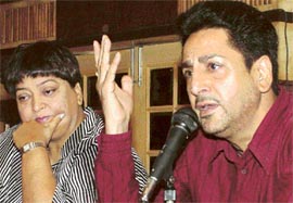 Gurdas Maan and his wife Manjit in Chandigarh on Sunday. 
