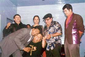 Duplicates of film stars perform at Star Comedy Nite in Ludhiana on Saturday