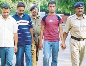 Balwinder, Shamsher and Raman who were arrested by the Chandigarh police in connection with a fake currency racket