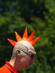A Dutch fan looks on before star the Euro 2004 group D match against Germany at the Dragao stadium 