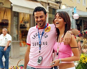 Italy's national soccer player Stefano Fiore enjoys some leisure time with his girlfriend