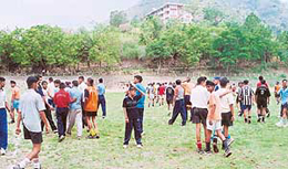 Punjab sportspersons go through their paces at a summer camp in Noni, Himachal Pradesh, on Wednesday.