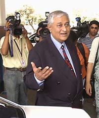 Additional Secretary of Pakistan Foreign Office Tariq Usman Haider arrives at IGI Airport in New Delhi on Friday. 