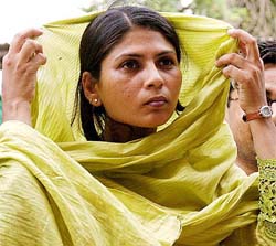 Pakistani national Shahzia Ansari outside the Tees Hazari Court