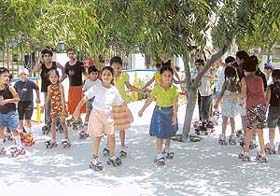 Students roller skating on the last day of the summer camp organised by Tiny Tots Foundation School in Phase 10 Mohali