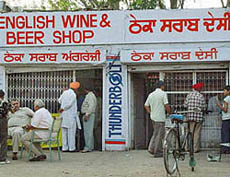 A liquor shop on the national highway near Dera Bassi