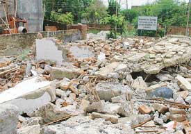 The demolished toilet block in Kitchlu Nagar market