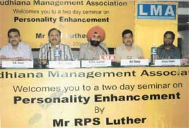 Mr R.P.S. Luther addresses a workshop on effective communication organised by the Ludhiana Management Association