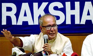 Defence Minister Pranab Mukherjee addresses the media in Mumbai on Tuesday