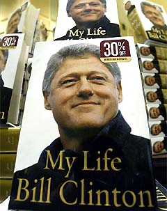 Copies of former US President Bill Clinton's new book sit on display at a New York City bookstore 