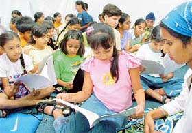 Children at a summer camp organised in British Library in Chandigarh