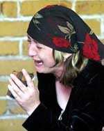 Fatima, mother of a killed hostage, cries at her house in Beslan in North Ossetia on Saturday.