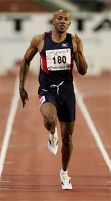 Namibia's Frank Fredericks wins the men's 200m during the IAAF Golden League Belgian Grand Prix in Brussels