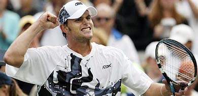 Andy Roddick of the US celebrates his victory over Guillermo Canas at the US Open on Sunday