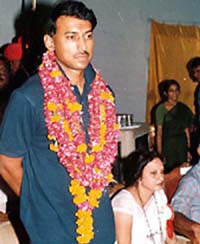 Olympic silver medallist Rajyavardhan Singh Rathore at a felicitation function in Bikaner 