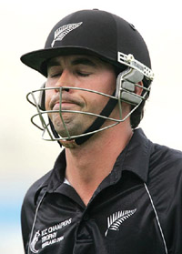 Stephen Fleming reacts as he walks off the pitch following his dismissal against the USA
