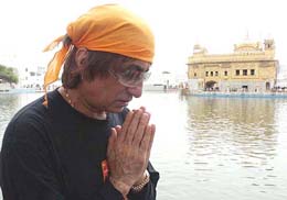 Bollywood star Shakti Kapoor comes out of the Golden Temple in Amritsar after paying obeisance on Sunday.