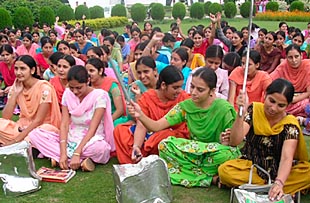 Punjabi University students protest against the university authorities on the campus on Wednesday.