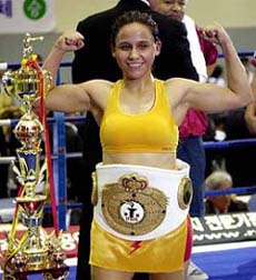 American Maribel Zurita of Texas poses after winning the flyweight title match